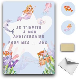 Carte d'invitation anniversaire sirène - Bout de Ficelle