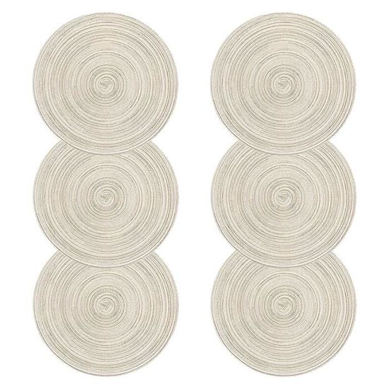 Lot De 6 Sets De Table Ronds Tressés En Rotin - 33 Cm