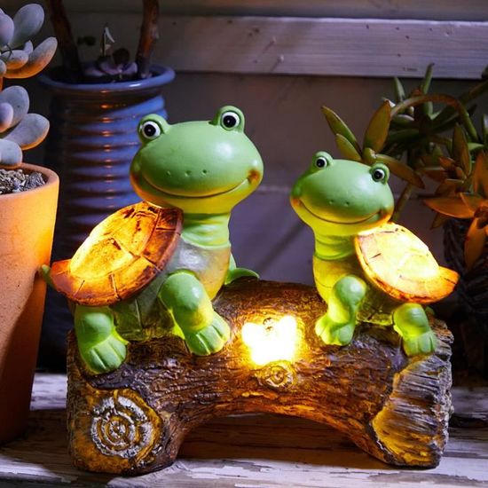 FORUP Statue de jardin en forme de tortue en résine avec lumières LED  solaires pour décoration de jardin : : Terrasse et Jardin