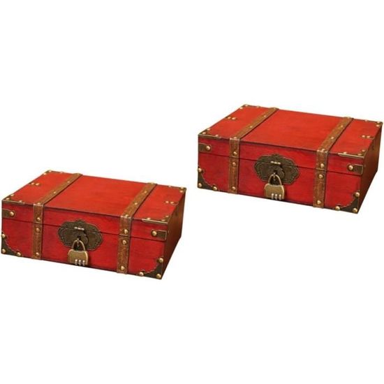 6 Pièces Mini Coffre Au Tresor 6X6X8Cm Coffre Trésor Pirate Bois Petit Coffre Trésor Rétro