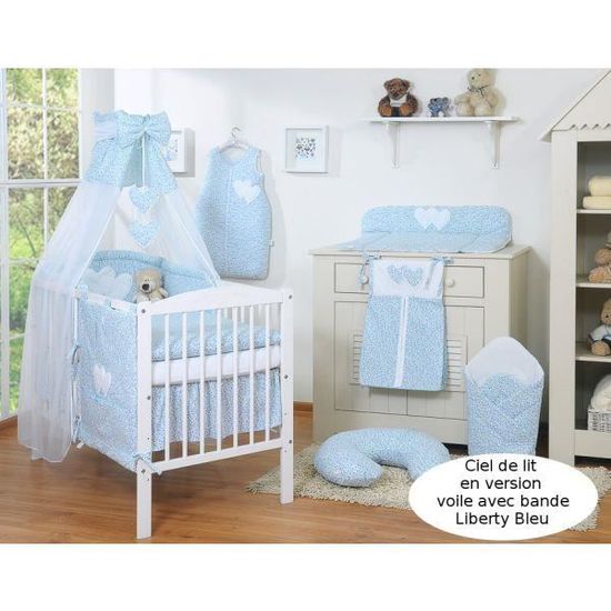 Parure Lit Bebe 1 60 Ou 140 70 Liberty Bleu Cdiscount Puericulture Eveil Bebe