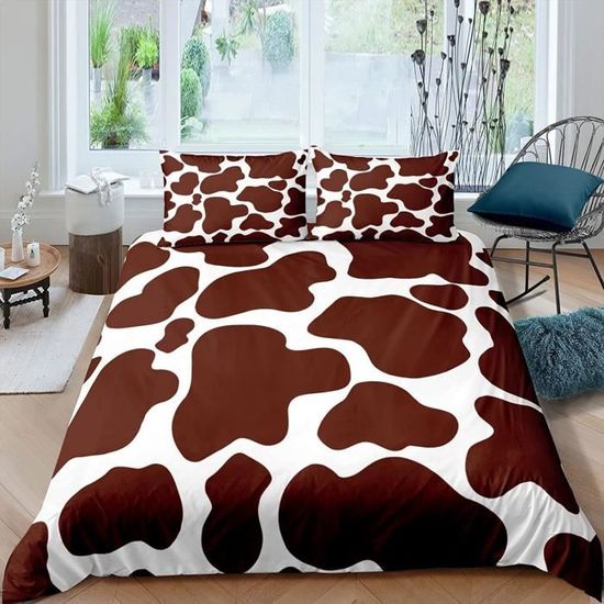 Grande Housse De Coussin 31x26 Cm - Impression Vache (cow Hide) - 100% Coton - Fermeture Zip