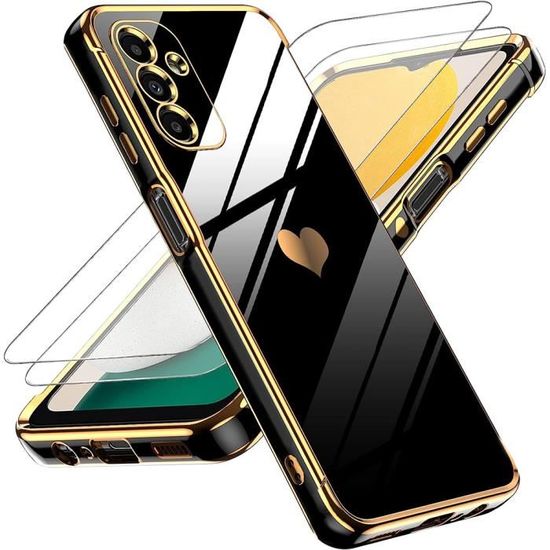 Coque - Samsung - Galaxy A14 4G-5G - Antichoc - Motif Cœur - 2 Verres Trempés