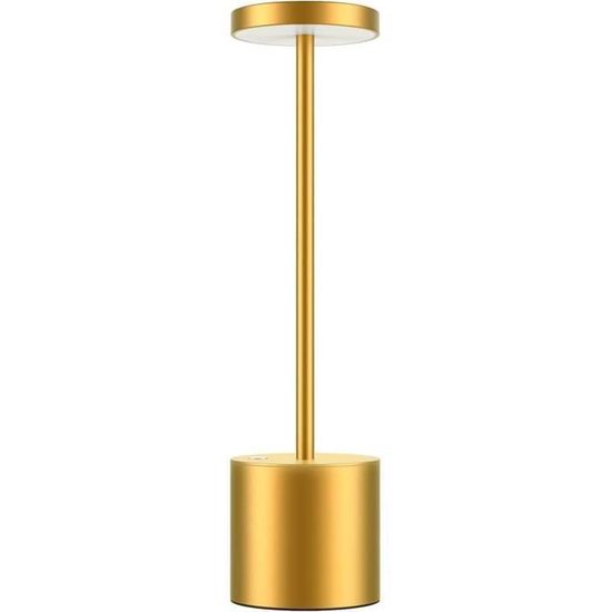 Lampe De Table LANMOU Sans Fil Rechargeable - LED Dimmable 3 Couleurs - 1800mAh - Dorée