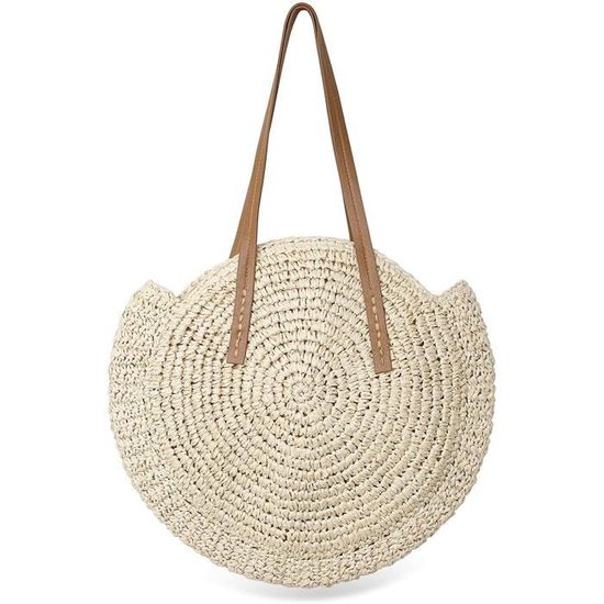 Sac De Paille Rond Sac de Plage d'été Pour Femme en Rotin