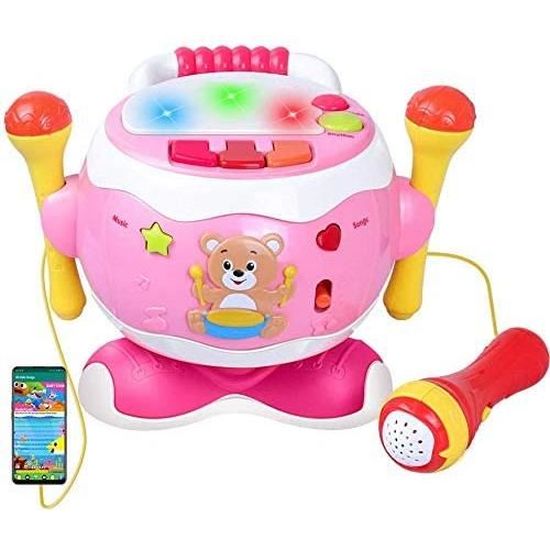 Jouet De Tambour Musical Pour Bebe Tambours De Musique Enfants Avec Lumieres Clignotantes Et Microphone Jouets Educatifs Pour Bebe Cdiscount Instruments De Musique
