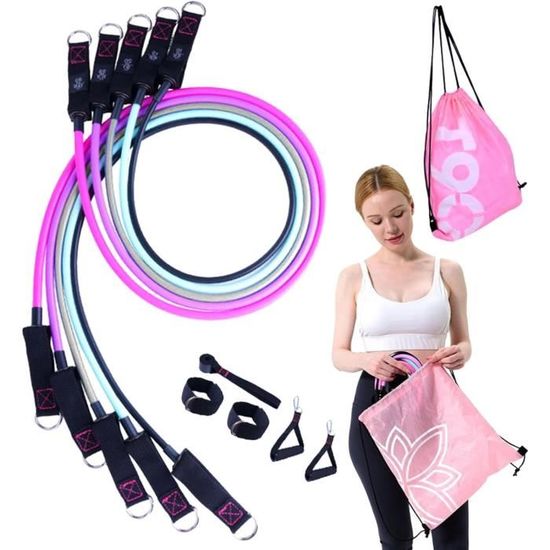 Bandes De Résistance Fitness 15 Lb - Poignées En Mousse, TPE Durable, Idéales Pour Musculation, Yoga Et Rééducation
