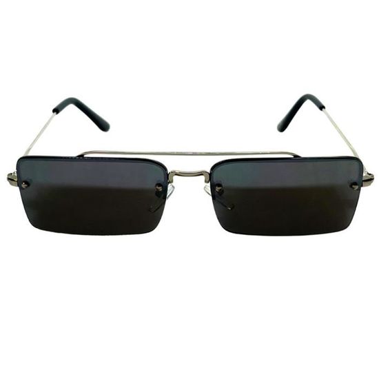 RAYAN Lunettes Soleil Mixte Homme Noir Rectangle Sans Contours