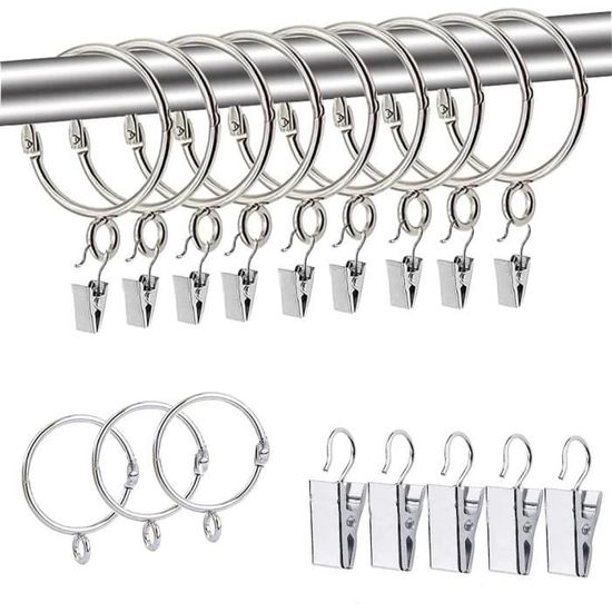 tendaggimania ® Anneaux Rideaux Bois - Lot de 10 Anneaux Diamètre Intérieur 50 MM - Anneaux pour