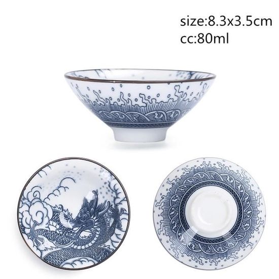 Ensemble 2 Tasses à Thé Chinoises En Céramique Résistante à La Chaleur 150ml - Style Traditionnel Sans Manche
