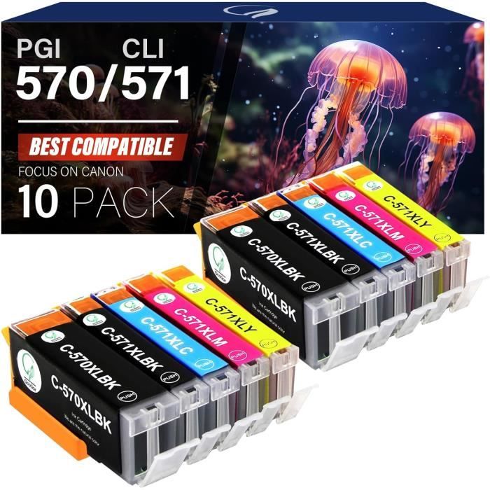 5 Cartucce Inchiostro PGI-570XL CLI-571XL Compatibili Canon Pixma MG5750 TS5050 - Nero E Colori Ad Alta Resa