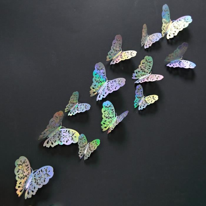 SAOROPEB Lot de 72 décorations murales 3D en forme de papillon - 3 tailles et 3 styles - Autocollants amovibles pour décoration de chambre, fête, ballons, décoration de gâteaux, arrangements floraux