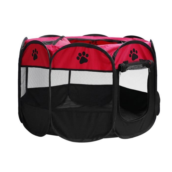 TENTE de animal Pliable Portable Chien / Chat / Lapin / Chiot Pet Parc Stylo D'exercice Oxford Tissu - Taille S (Rouge)