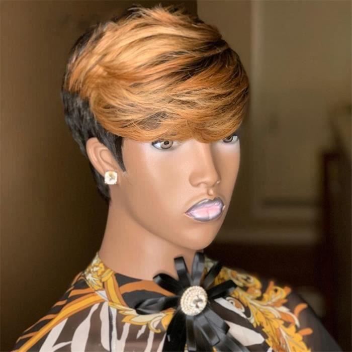 Perruque Bob Brésilienne Courte 100% Cheveux Naturels Lisses Coupe Pixie