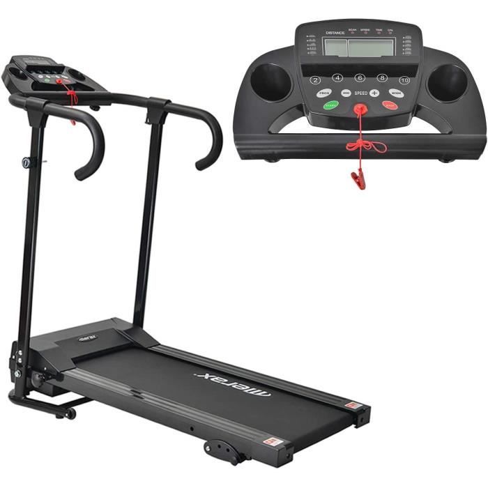 Merax Tapis de Course, Tapis Roulant Pliable électrique Compact escamotable avec écran LCD et Support pour Tablette, Motorisé 10km/