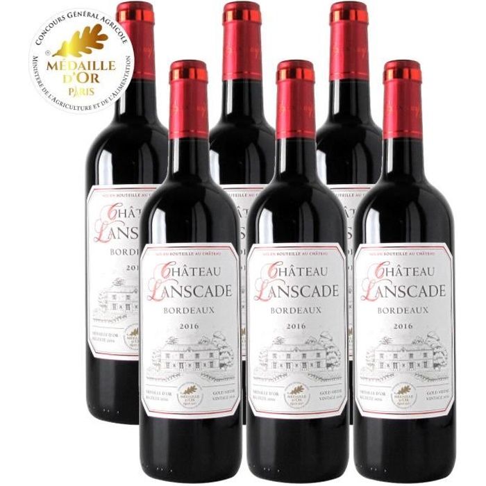 Château Lanscade 2016 - Bordeaux - Vin Rouge - Carton de 6 bouteilles 75cl