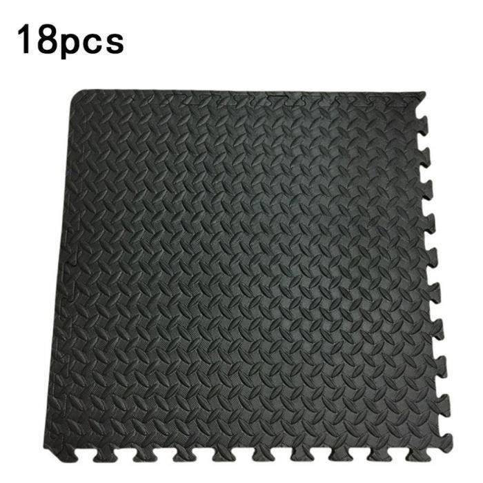 Tapis de protection de sol – 18 dalles en mousse EVA - Matelas puzzle pour matériel fitness, gym, musculation 15x15cm