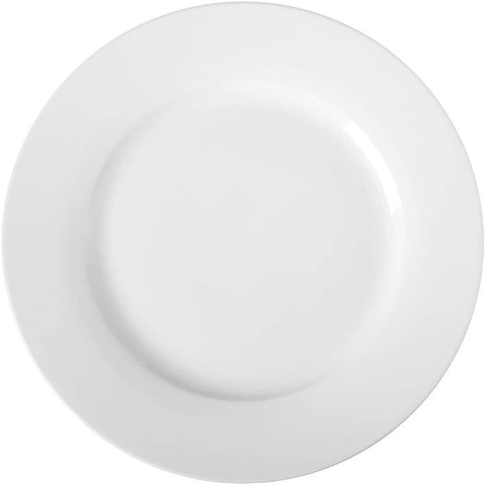 AmazonBasics Service de 6 Assiettes Plates en Porcelaine,10.5'