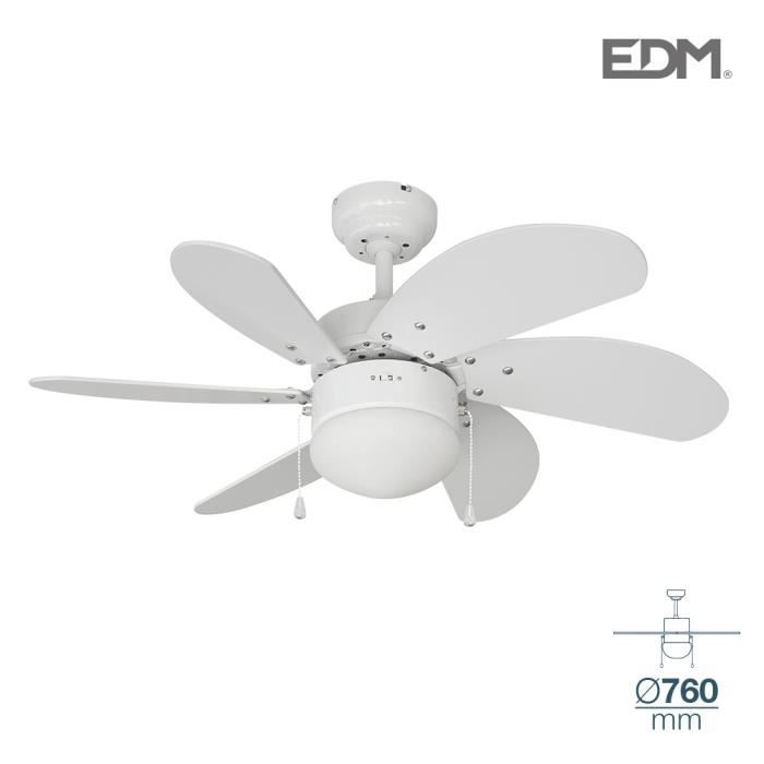 VENTILATEUR DE PLAFOND MODÈLE ARAL BLANC Ø76CM 80M3/MIN EDM