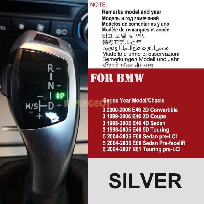 Pièces Auto,Pommeau de levier de vitesse pour BMW, BMW série 1 3 5 6, E90 E60 E46 E39 E53 E92 E81 E82 E84 E87 E88 E89 - Silver #F