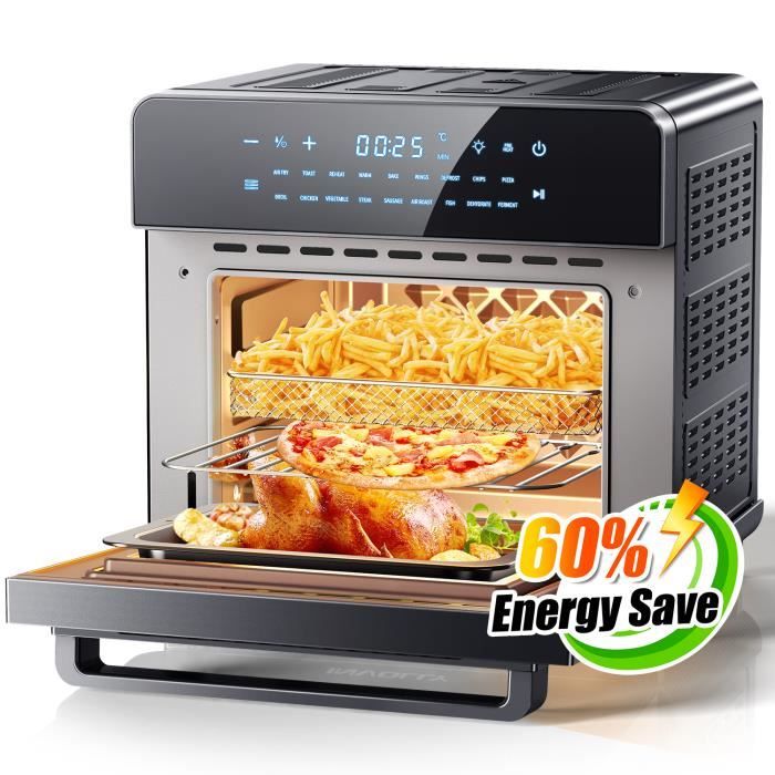 25L Four à Air - CALMDO- Friteuse sans Huile avec 12 Programmes, 1800W Four Électrique pour Faire Frire, Rôtir, Déshydrater