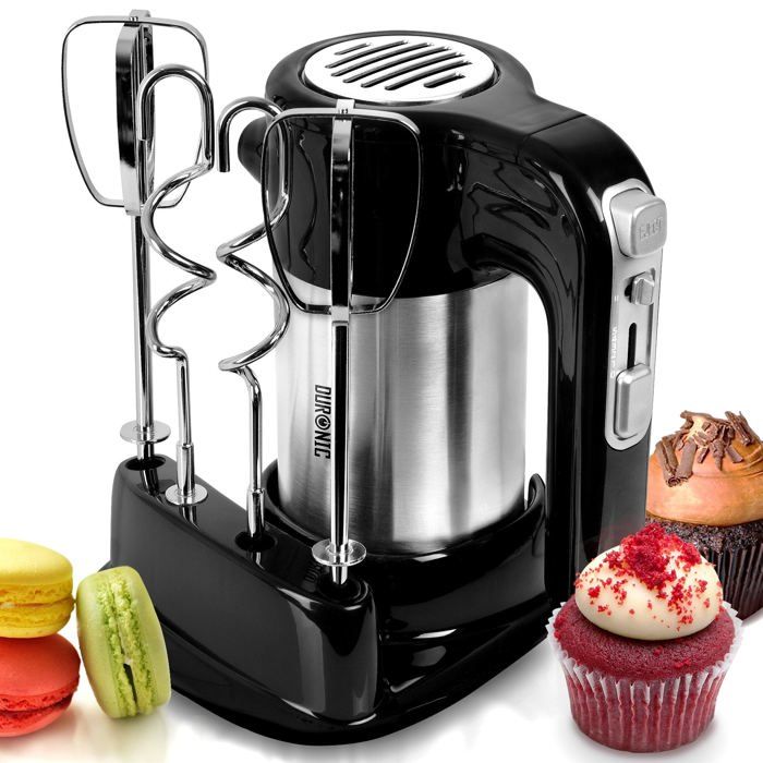 Duronic HM3 Batteur électrique de 300W avec socle de rangement - 2 Batteurs/2 Crochets à pétrir – Oeufs en neige, crème, gâteaux