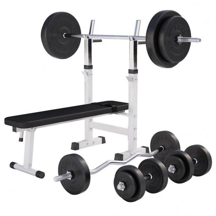 Banc de musculation simple avec set d'haltères de 100 KG