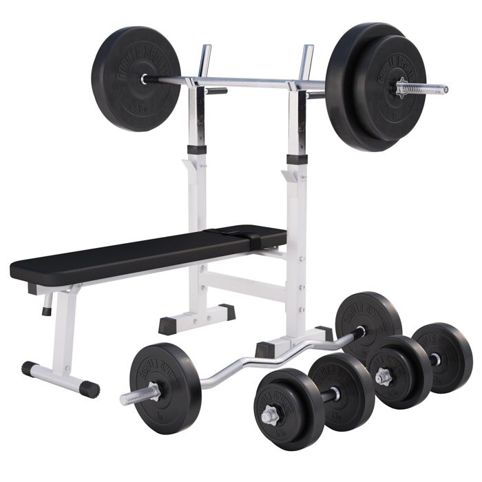 Banc de musculation simple avec set d'haltères de 97,5KG