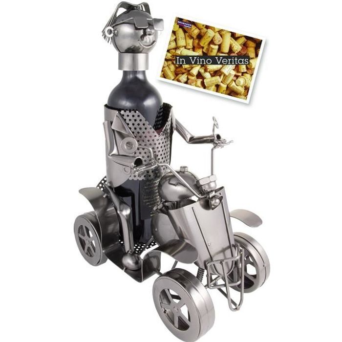 BRUBAKER Support pour Bouteille de vin avec conducteur et Objet décoratif en métal argenté – Support pour Bouteille