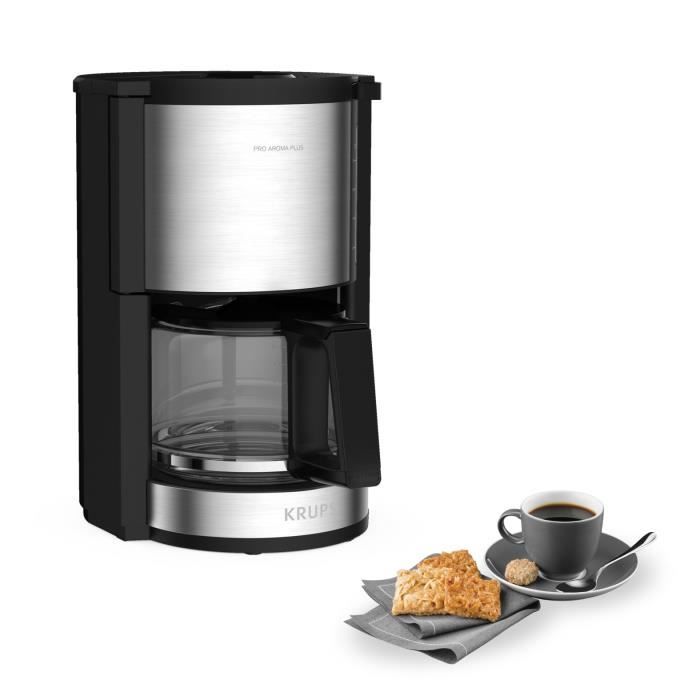 KRUPS KM321010 Pro Aroma Plus Cafetière filtre électrique, 1,25 L soit 15 tasses, Machine à café, Noir et inox