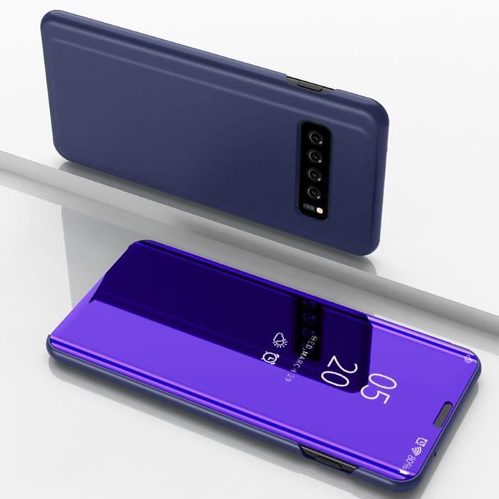 Housse Pour Samsung Galaxy S10 Coque Etui Housse Clear View Etui à Rabat Fonction Stand-Bleu violet