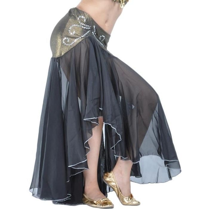 Femme Longue Jupe De Danse Professionnel Arabe Orientale Belly Danse Noir Taille unique