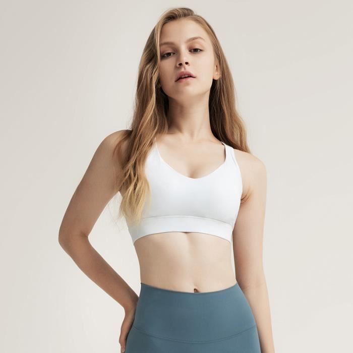 Femme Soutien Gorge de Sport Bretelles Entrecroisées Uniques sous-vêtements Bra Brassière de Sport pour Jogging Yoga Gym