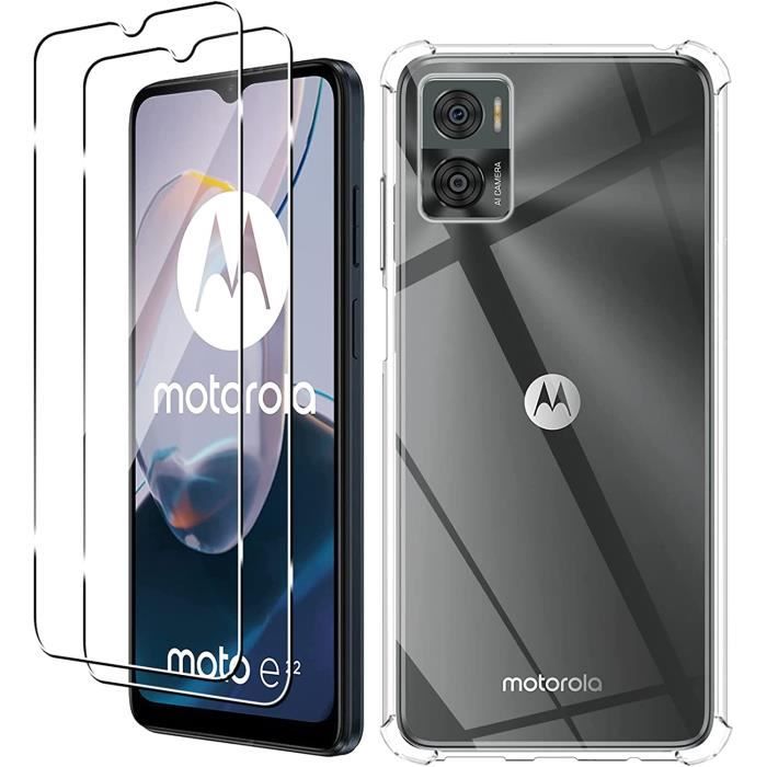 Rasena Coque pour Motorola Moto E22/Moto E22i + 2 Pièces Verre Trempé, Souple TPU Antichoc Bumper Étui Case Ultra Transparent Étui