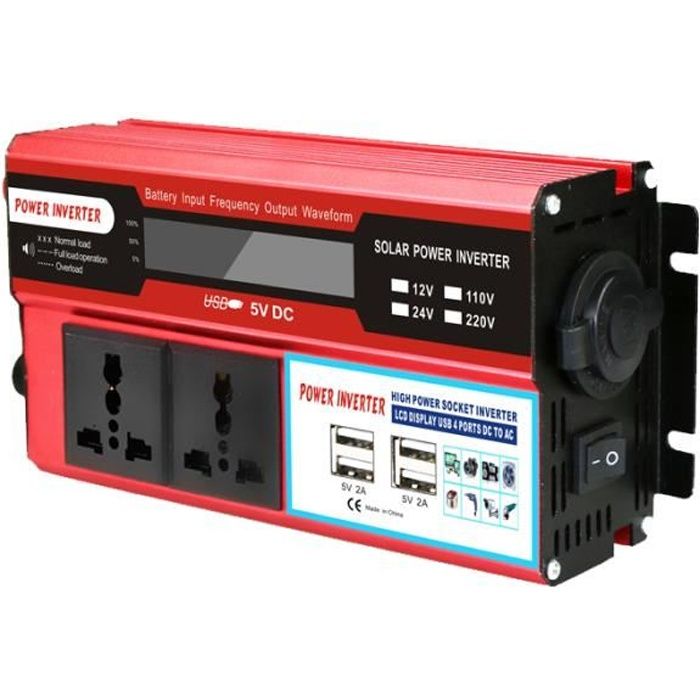 TEMPSA 3000W 4 USB Convertisseur d'Energie Solaire Onduleur De Voiture Avec Ecran LCD Onde Sinusoïdale Modifié