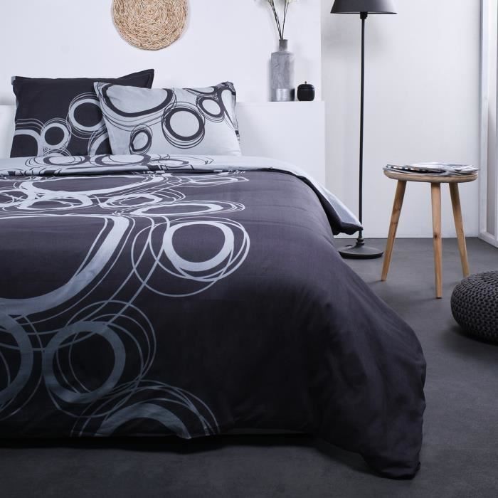 TODAY Tom - Parure de lit - Coton - 2 personnes - 240 x 260 cm - Imprimé Gris