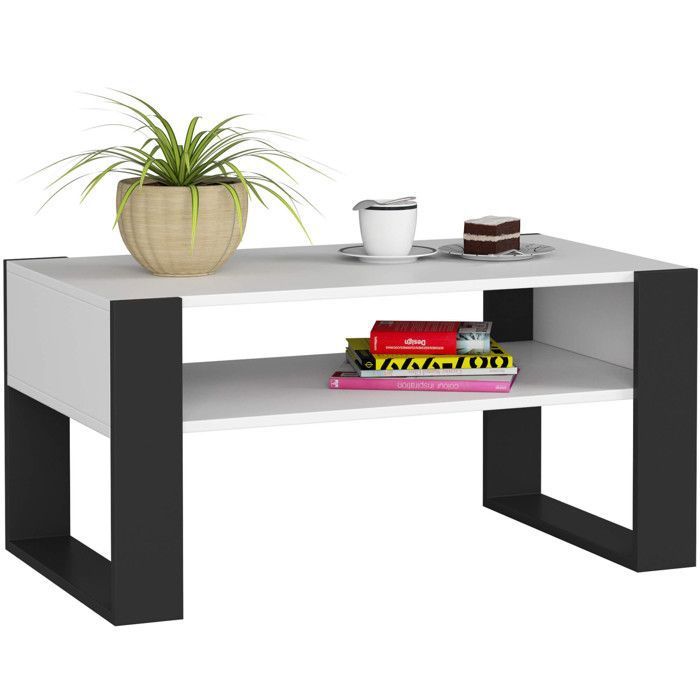 Table à café AKORD table basse DOMI Blanche 92 cm couleur Noir 92x53x45 cm Table à café AKORD table basse DOMI Blanche 92 cm couleur Noir 92x53x45 cm
