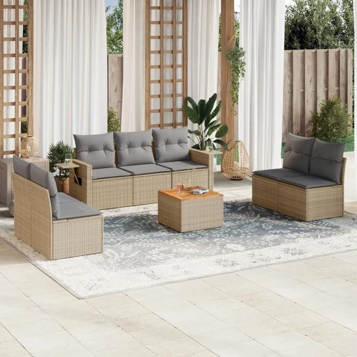 vidaXL Salon de Jardin 8 pcs avec Coussins Mélange - vue 2