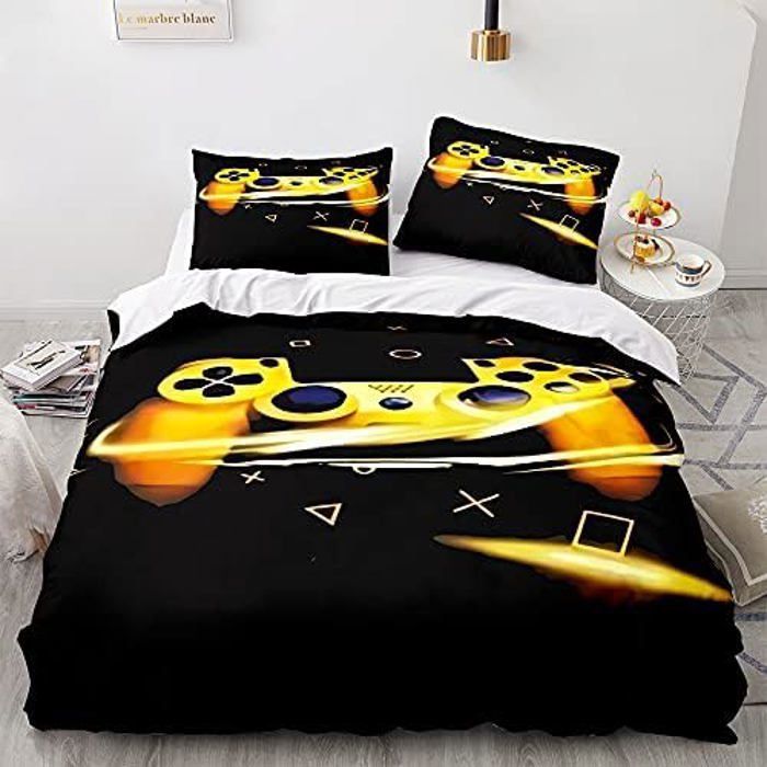 Housse De Couette Football 3D Microfibre - 220x240 Cm Avec Taie 50x75 Cm - Literie Enfant Adolescent Sportif