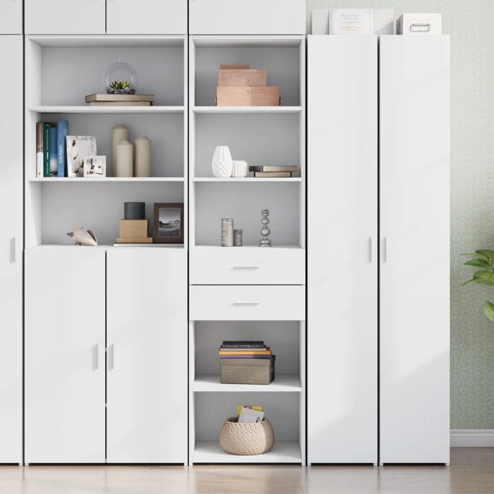 vidaXL Buffet haut blanc 50x425x185 cm bois dingénierie buffet placard armoire latérale armoire armoire de rangement 3281455