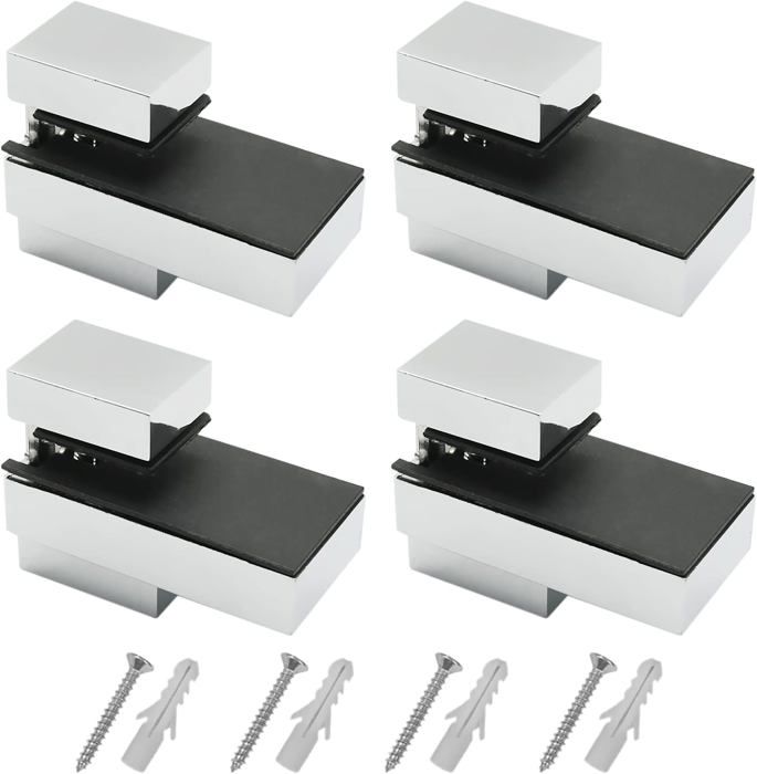 Sourcing Map Pinces Fixation étagère Verre 8 Mm – Lot De 4, Argent, Avec Vis, Pour Salle De Bain Ou Cuisine - 8