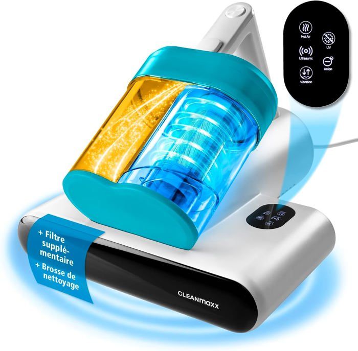Cleanmaxx Aspirateur À Acariens Avec Lumière Uv-C Stérilisante | Aspirateur À Matelas Avec
