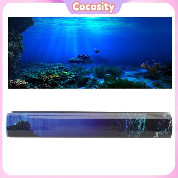 Comparer les prix de Cocosity Affiche pour aquarium Affiche de fond d'adhésif SeaWorld pour aquarium Décoration du réservoir animalerie fond 122 * 46cm