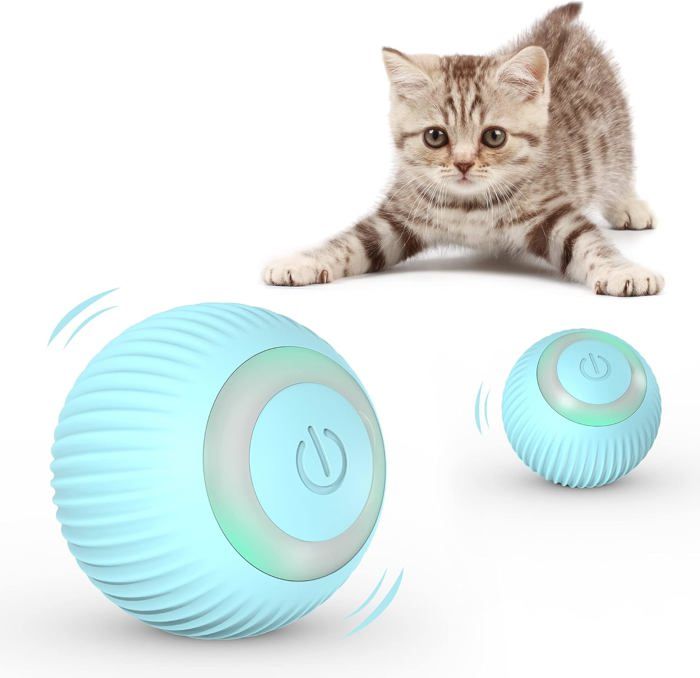 Balle Interactive pour Chat (4ème Génération) Rotation Automatique à 360° avec Lumière LED Rouge pour Chatsvert.