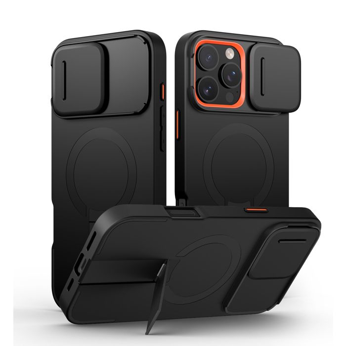 Coque Magnétique Pour IPhone 15 Pro Max/15 Pro/15 Plus/15, Métal Caméra Béquille Etui, Mince Double Couche Antichoc Givrée Housse,Blue1,15Pro