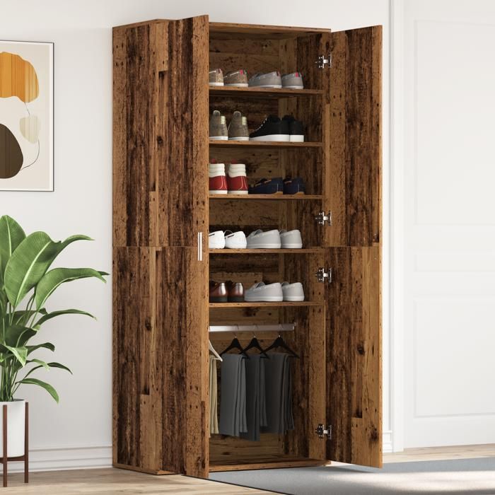 Moderne Commmode à chaussures - Cabinet à Chaussures Bois Ancien 80x39x180 cm Bois dIngénierie @FR(810068)