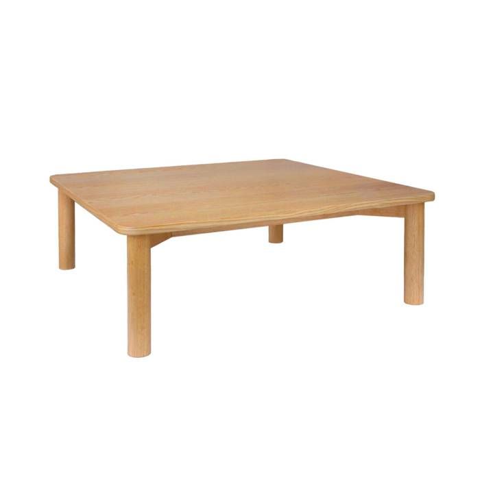 Table basse carrée bois dhévéa placage chêne naturel - 100 x 100 x 35 cm - Solène