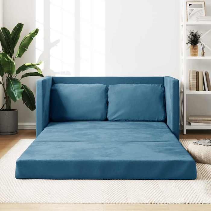 SALE Canapé-litFauteuil long - SUIKUN - Lit de sofa 2 en 1 bleu 122x204x55 cm velours @EU(81490)