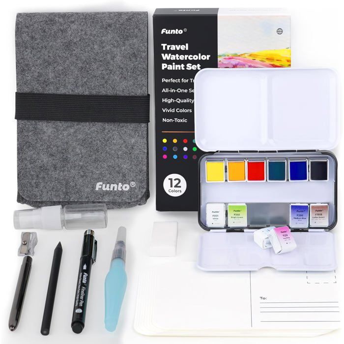 Grabie Lot de 56 aquarelles pliables avec stylo pinceau à eau Grabie Lot de 56 aquarelles pliables avec stylo pinceau à eau