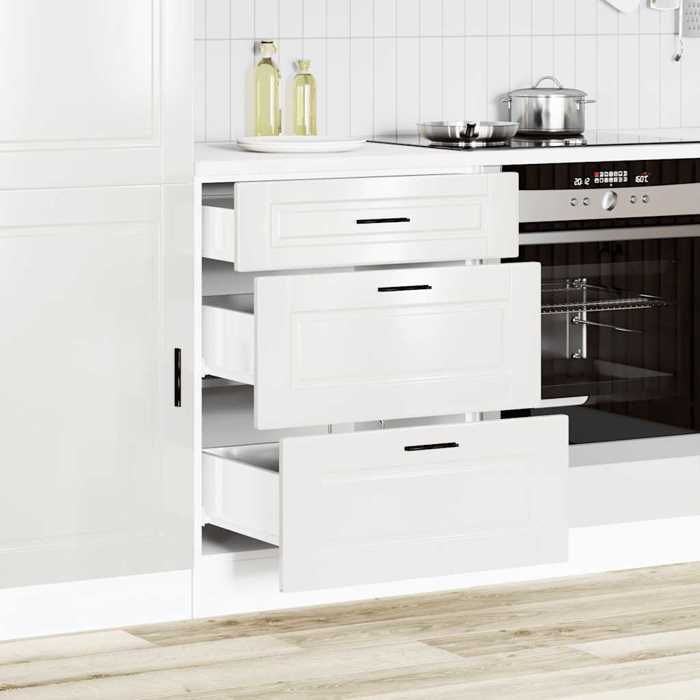 Meuble bas de cuisine - vidaXL - Blanc brillant - Bois dingénierie - 60x46x81 5 cm - Tiroir 60x38 5x16/27 cm